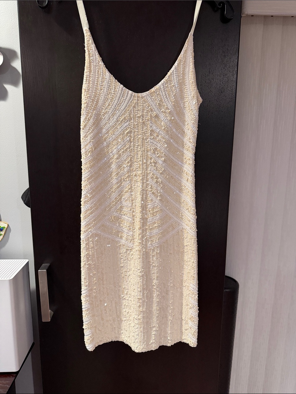Ivory Beaded Slip Dress - Elegant Women's Evening Dress